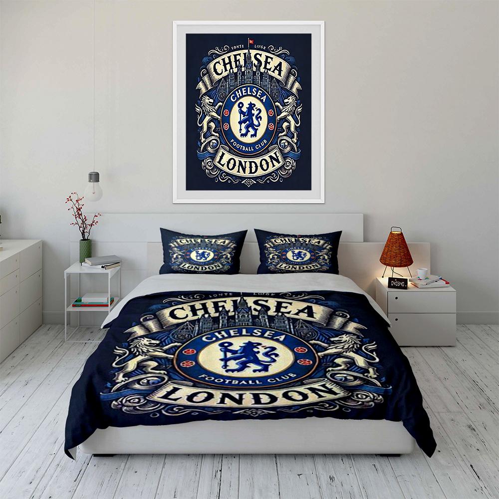 Chelsea Football Club Povlečení Sada Povlečení Potah na peřinu Sada potahů na peřinu Povlaky na polštáře Domácí dekorace (1 * Povlak na peřinu 2 * Povlaky na polštář, bez náplně do peřiny)