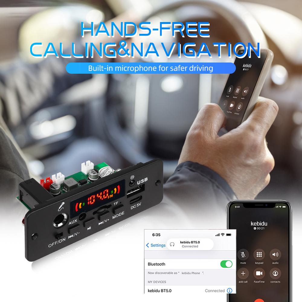 Power Amplifier 2x5W Bluetooth 5.0 Decoding Board 5V With Microphone Car Music Player Module  MP3 Decoder Board Lossless Audio