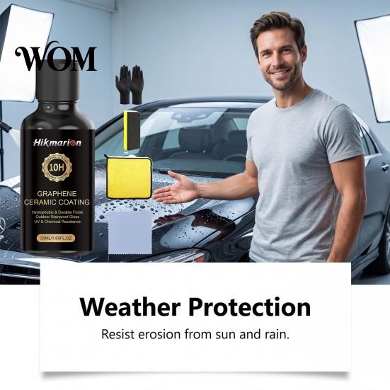 Graphene Ceramic Coating Car Coating, Nano Paint Sealant Kit, 10H Acid Rain Resistant Hardness Hydrophobic Polish for Auto, DIY Shine And Protection