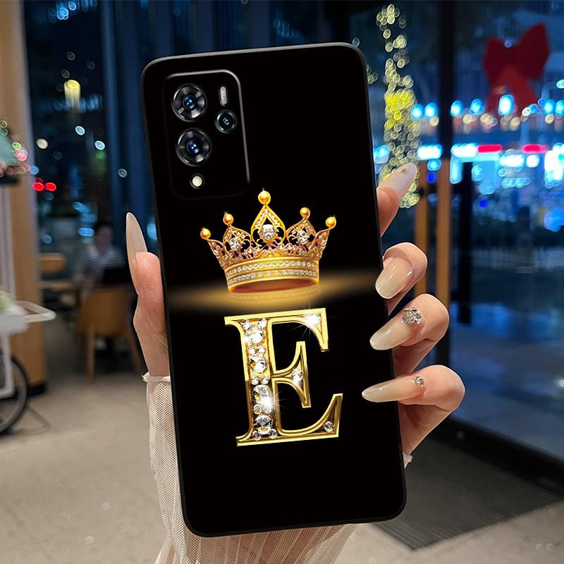 Crown Initial Letter Couple Phone Case For ZTE Blade V40 Pro/ZTE 9046 Soft Silicone Black Case Shockproof Shell ZTE 9046 Casing