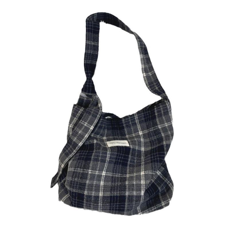 11 New woolen canvas bag women's plaid large-capacity college student class bag shoulder messenger bag