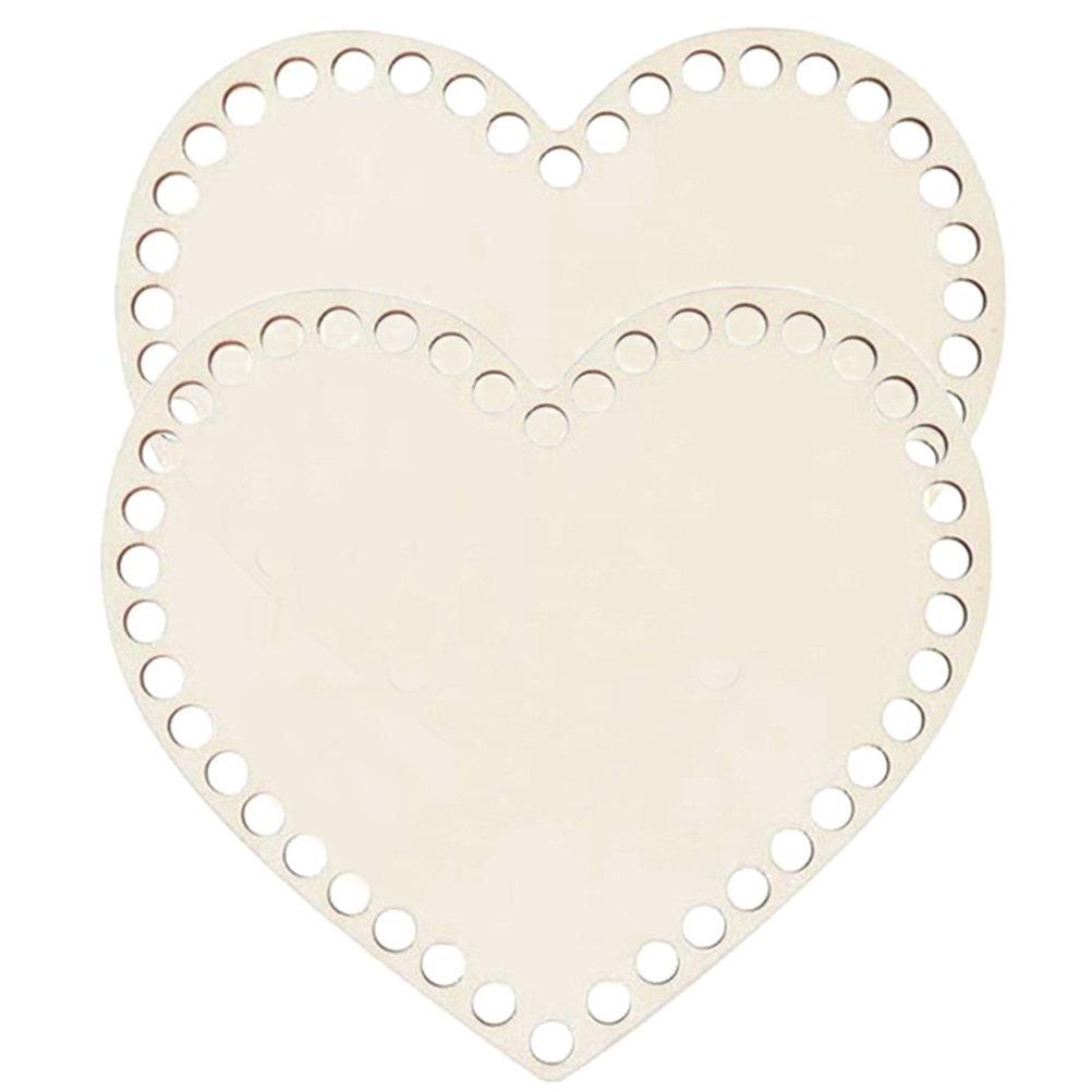 2Pcs Heart Shape Wooden Basket Bottom DIY Crochet Bag Base Natural Wood Bag Bottom for Beginners Shaping Pad Basket Weaving