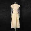 Retro Romantic Dress Set Women's Single-breasted Fly-sleeve Top + High-waist Slimming A-line Skirt
