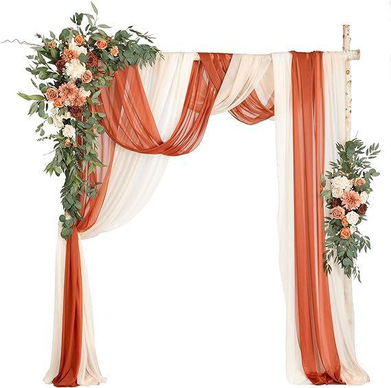 Luxury Wedding Arch Flower Six-Piece Set - 2 Pieces Flower Game 3 Pieces Curtain 1 Arch Suitable For Wedding Diy Decoration
