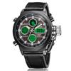 Men's Watch Military Style Analog-Digital Display Waterproof LED Genuine Leather Strap Japanese Quartz Antique Stylish Popular Men's Accessory -