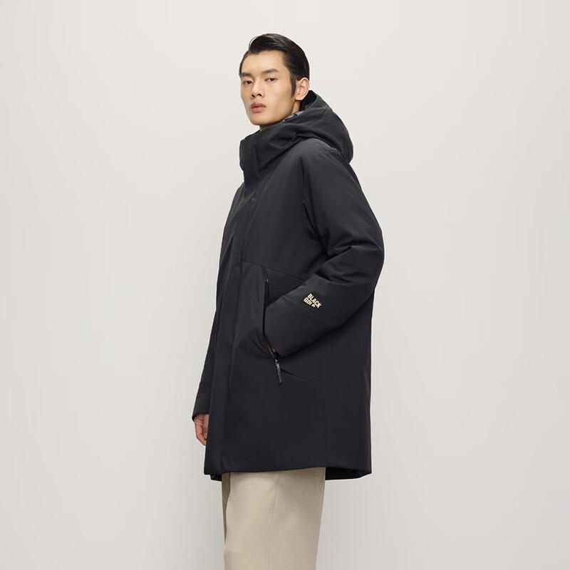 Men's Black Goose Down Mid-Length Trench Coat