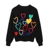 Frühling Frauen Schöne Pullover Oansatz Bunte Candy Farbe Herz Stickerei Strickwaren Schlank Alle-Match-Pullover C-195