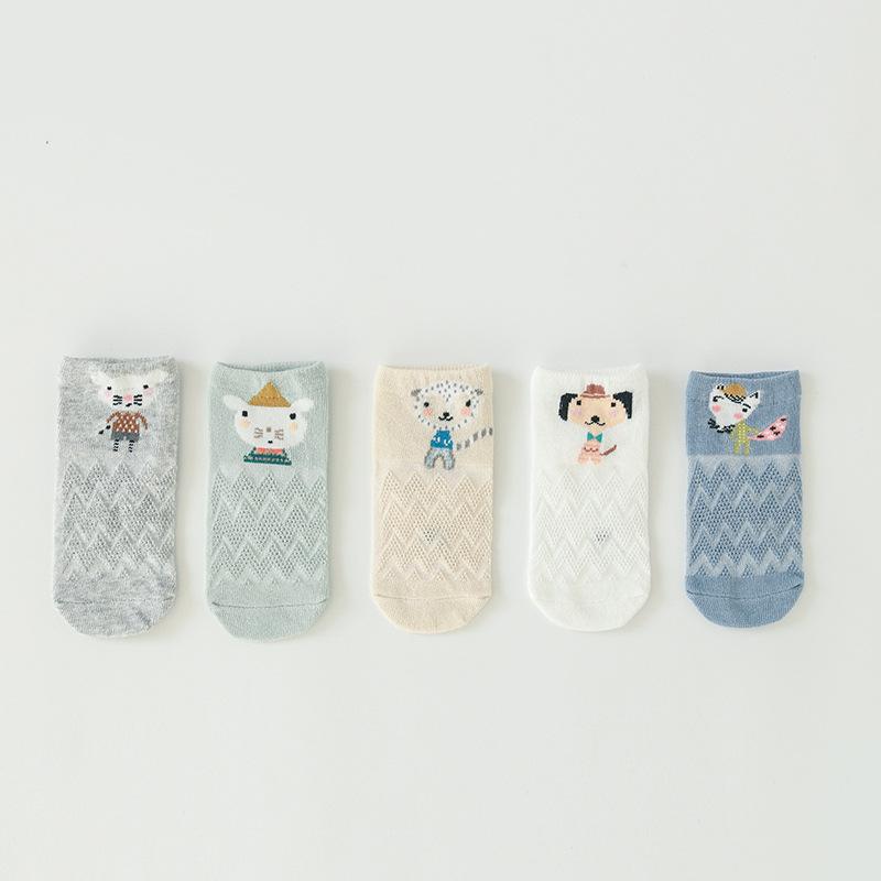YWHUANSEN 5 Pairs/lot Summer Mesh Socks For Newborns Baby Cute Cartoon Socks For Girls Thin Soft Cotton Boy Child Socks Infants