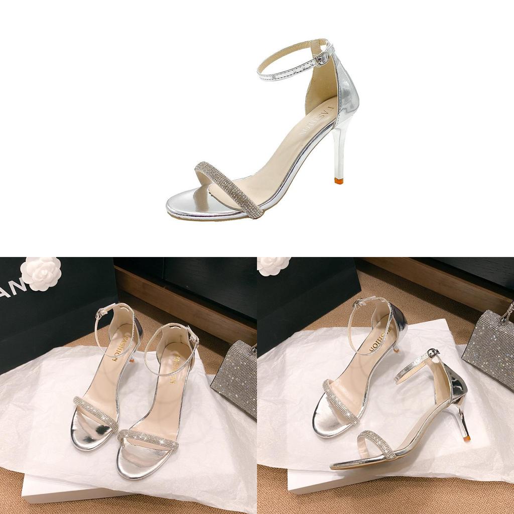 Euro Style High Heel Sandals With Water Drip Rhinestones For Summer Dressy Women