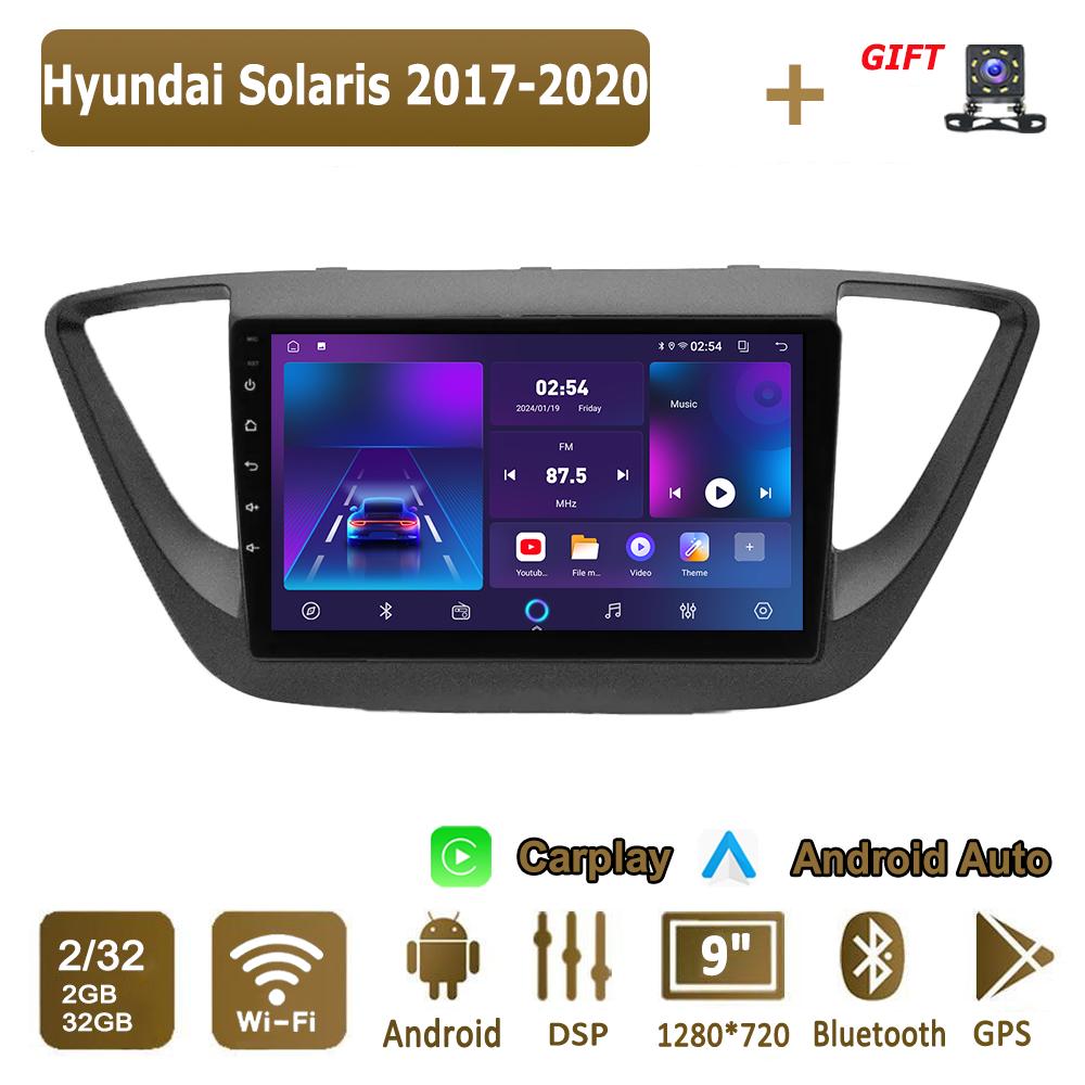Android Carplay Car Radio For Hyundai Solaris 2017-2020 Multimedia Player Head Unit Stereo GPS Navigation BT WIFI 4+64GB