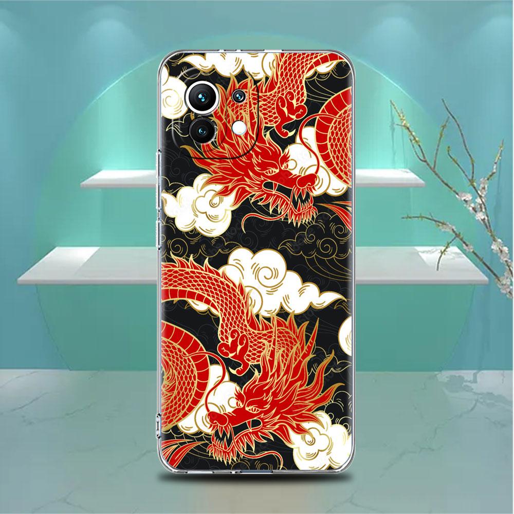 Mode Chinesisch Vintage Drache Klare Hülle Für Xiaomi Mi Poco X3 NFC M3 Pro F3 F1 11 Lite 12 Note 10 11T Transparent Handyhülle