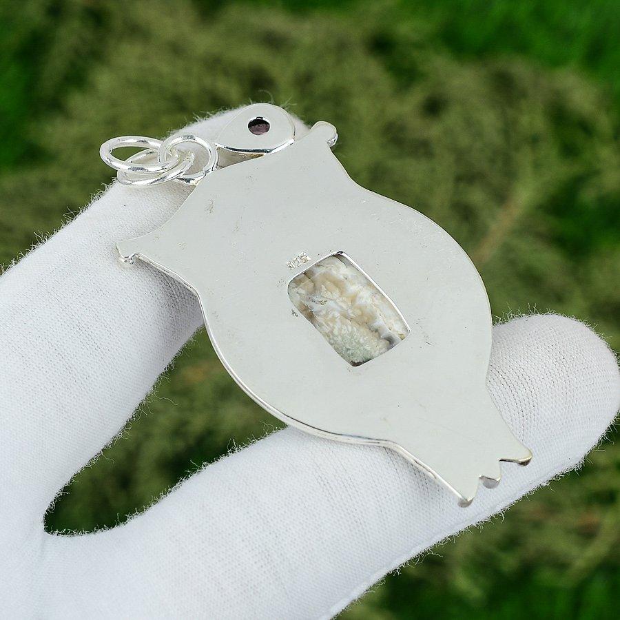 Friendship Day Deal Ocean Jasper Gemstone Pink Topaz 925 Silver Pendant Jewelry