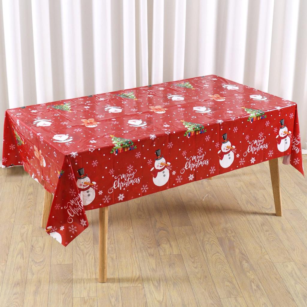 Merry Christmas Tablecloth Snowman Plastic Table Cover Christmas Decorations for Home 2025 Xmas Gifts Navidad Noel New Year 2026