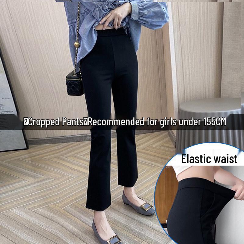 High-waisted Black Micro-flare Pants for Women - Slimming Eight-point Suit XS for   85 lbs