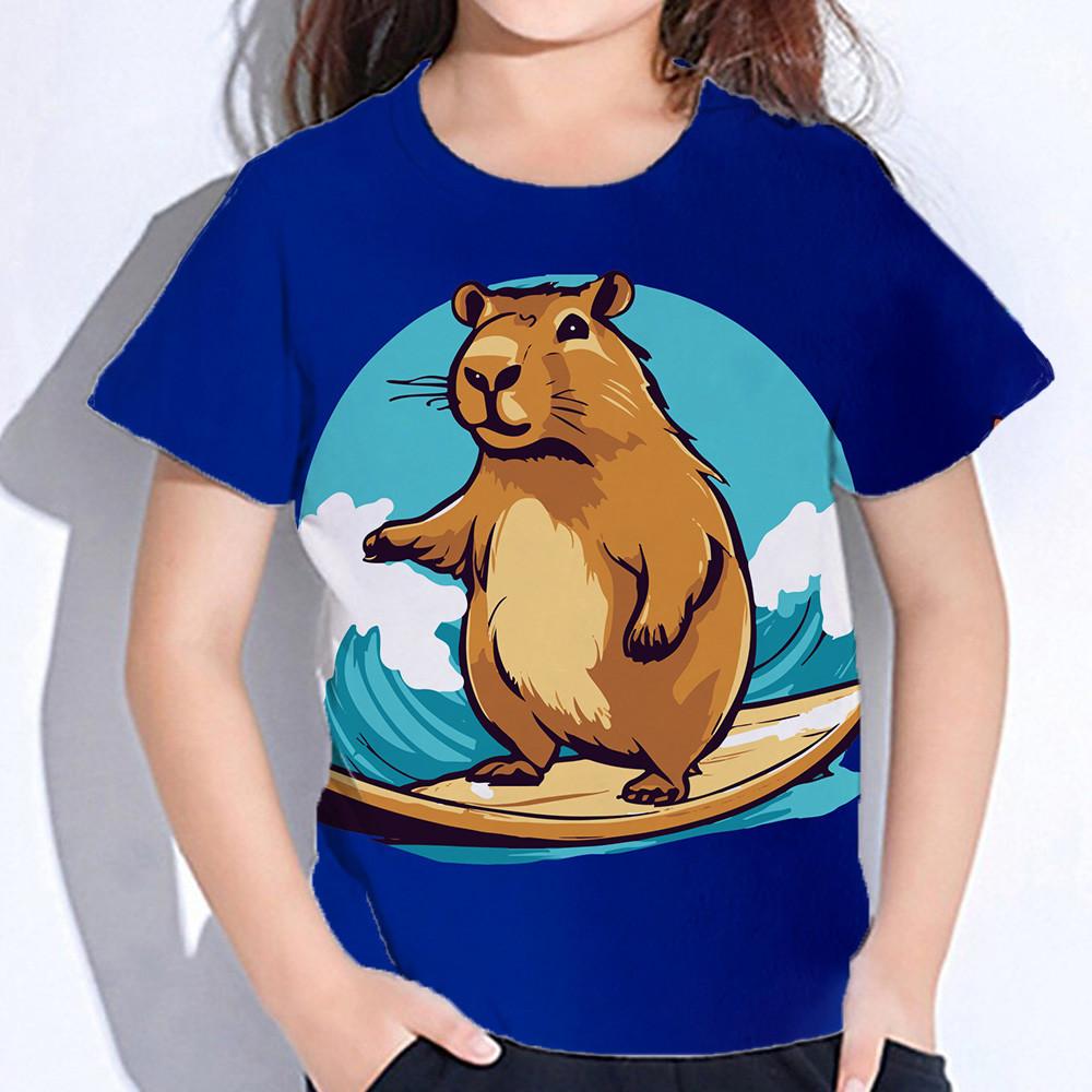 Teen Girl Clothes Summer Short Sleeve Capybara Kawaii T-Shirt for Girls Years Kids Tops 3D Graphic Tshirts Fashion Tees