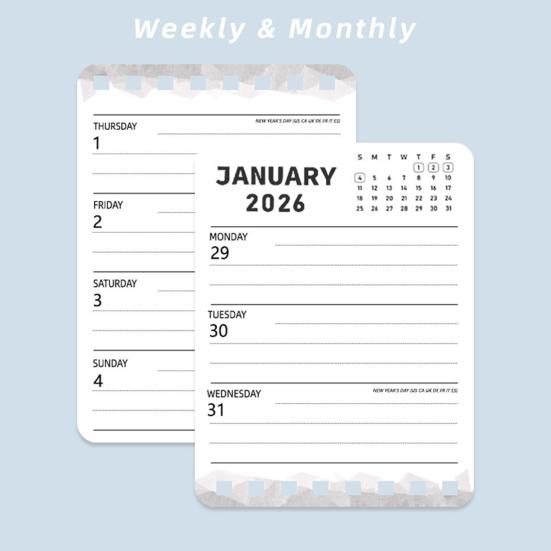 2026 Day Planner A7 Pocket Size Coil Notebook for Law Nursing Sketching Office Task Organizer for Work Study Planning