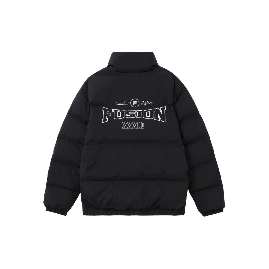 Fila Fusion Uniform Letter Zipper Stand Collar Long Sleeve Down Jacket Men outerwear Black T11M345905F-BK