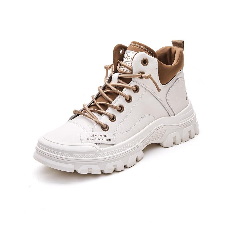 Trend tooling boots women's winter and autumn new high-top casual short boots velvet little white women's shoes platform Martin boots