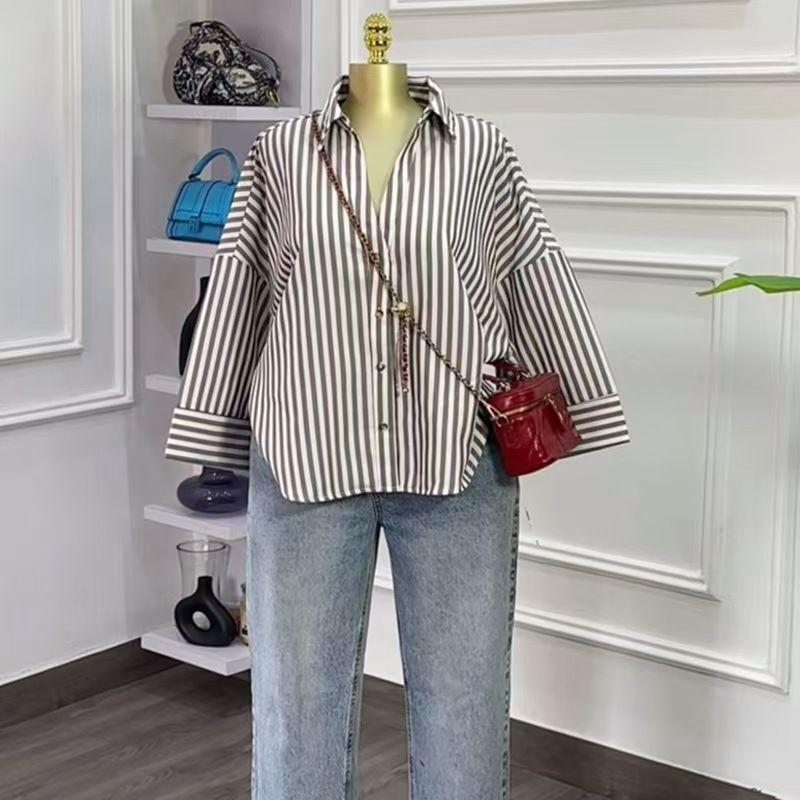 

Western Style New Fashion Casual Shirts Loose Lapel Long sleeve Top Shirt Loose Casual Shirt Brown XL