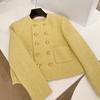 New Autumn Winter Tweed Jackets for Women Elegant O-neck Long Sleeve Wool Blends Coat Ladies Solid Outwear