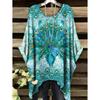 Camiseta de Verano para Mujer Estampado de Colibrí y Pavo Real Cuello Redondo Cola Cómoda Manga Corta Oversize Dobladillo Irregular Tops
