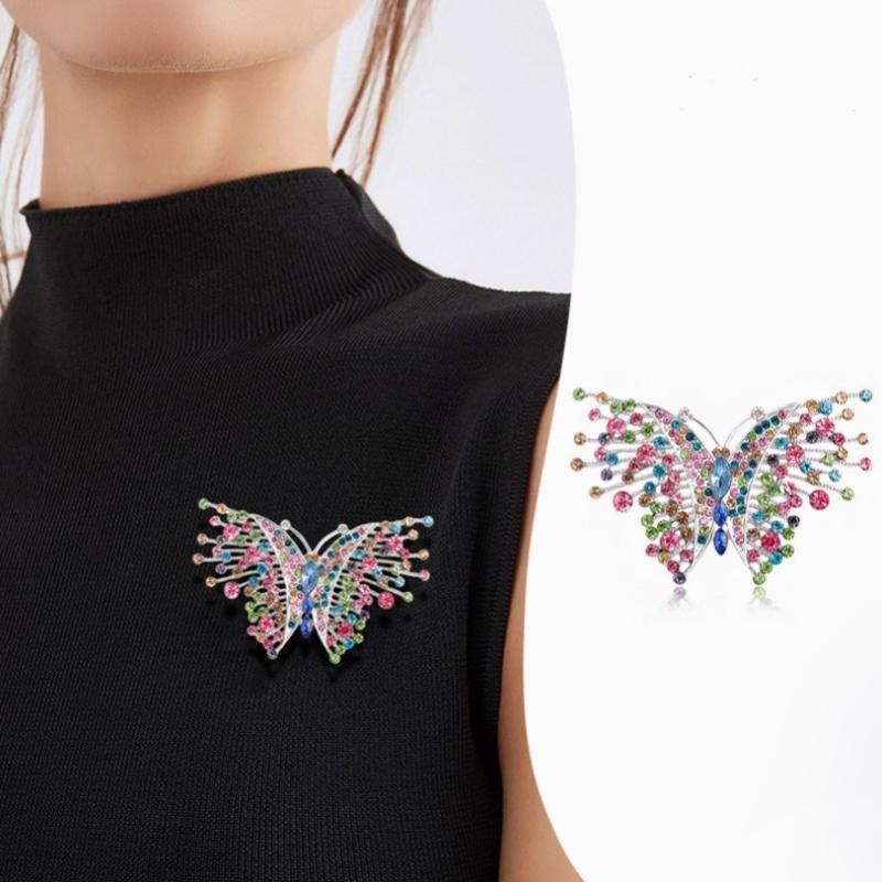 Vintage Delicate Shiny  Colorful Butterfly Brooch Elegant  Insect Pins Women'S Clothing Decoration Jewelry Gifts