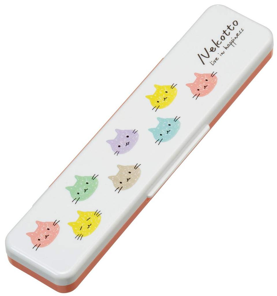 Skater Chopsticks and Spoon Combo Bento Adult Silent Silicone Made in CCS3SAAG Set, 18cm, Antibacterial, Box, Size, Cushion, Japan, Nekotto, Colorful,