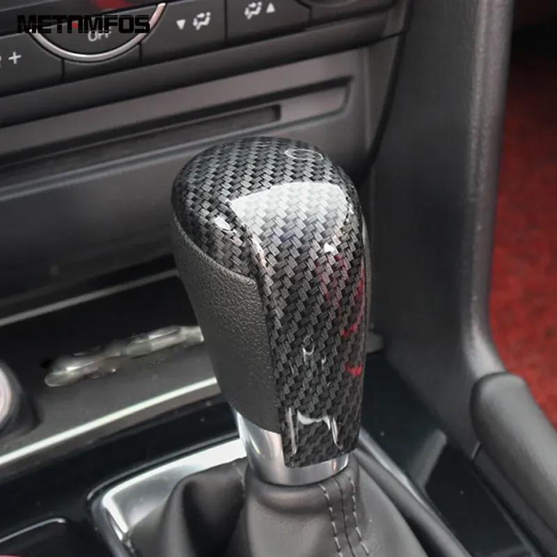 Gear Shift Knob Head Cover Trim For Mazda 2 -/Mazda 3 M3 Axela 2014-2018 Carbon Fiber Interior Accessories Car Styling