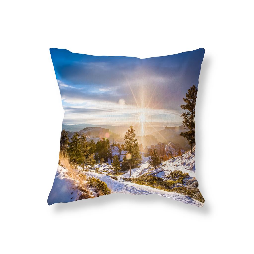 Winter Sunrise Sunset Snow Scene Throw Pillow Cover Sofa Decorative Pillow Cover Chair Cushion Cover Room Aesthetics Home Decor