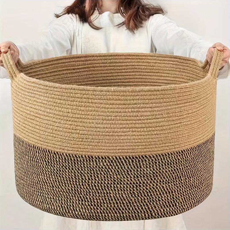 Cotton Rope Woven Basket - Foldable Wardrobe & Shelf Storage for Sundries