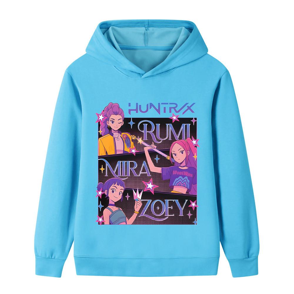 B1225 Kids Boys Girls Kpop Rumi Zoey Mira Print Long Sleeves Hoodie