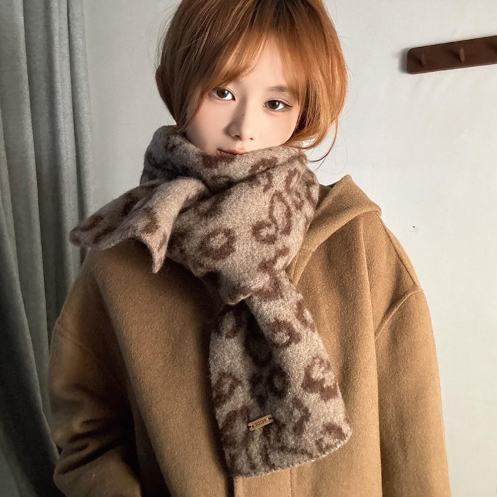 Korean Style Imitation Wool Scarf Lightweight Winter Shawl Fashion Leopard Print Scarf  Unisex