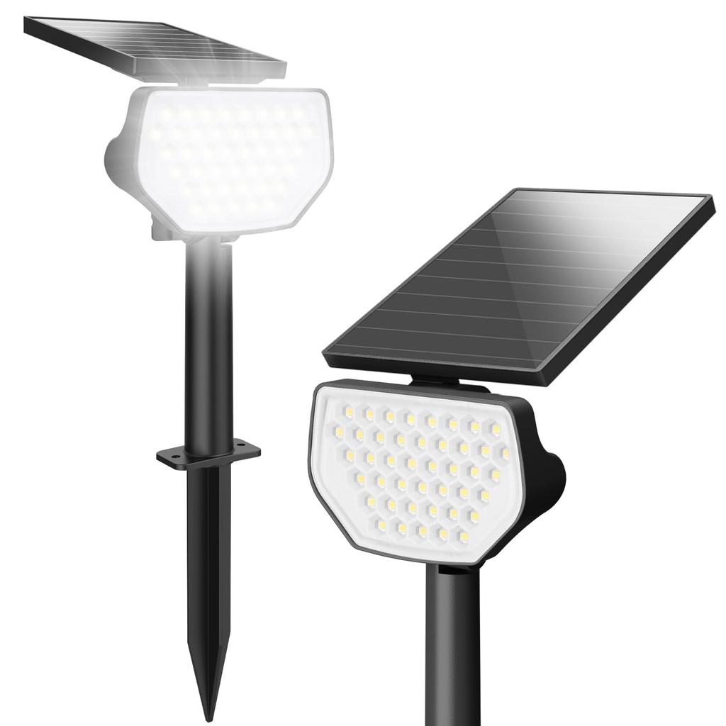 Lepro Solar Outdoor Garden 6500K Stylish Solar Up To 15 Hours of IP65 Adjustable Ground or Wall Bright Security Light for Parking Outdoor Pack of 2