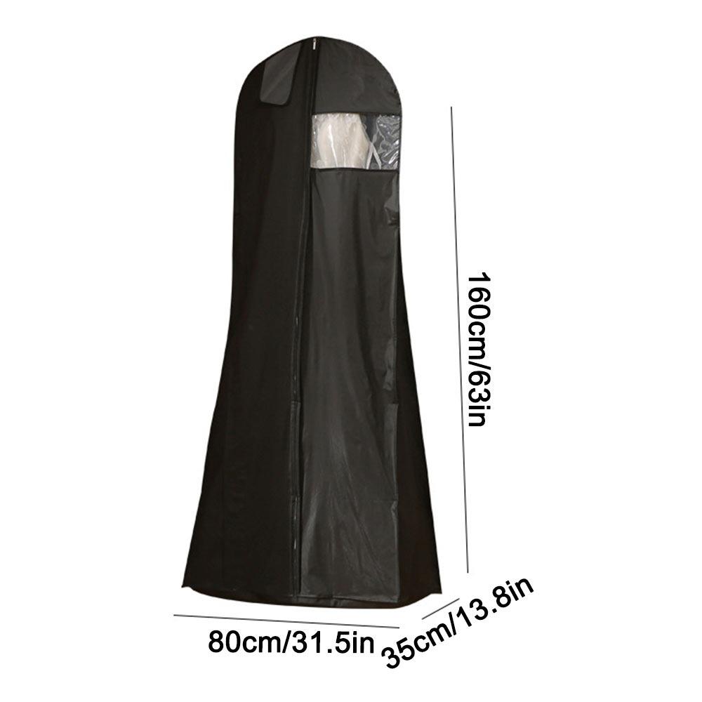 

1 шт. Двусторонняя сумка для хранения платьев в шкафу Прозрачный чехол-протектор для длинной одежды Свадебный Black-80x35x160cm