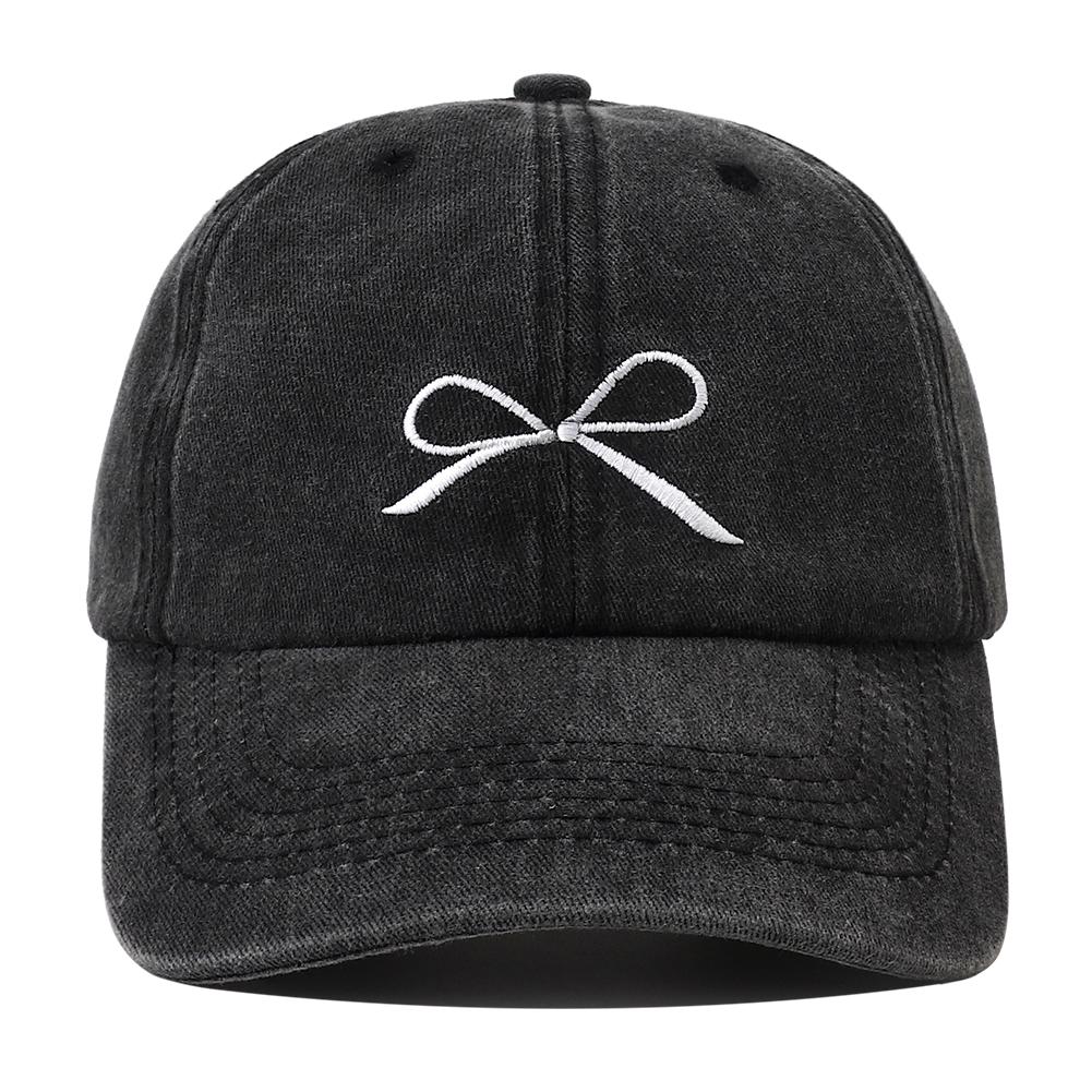 New Designer Korean Style Bowknot Embroidered Baseball Cap Snapback Hat Women Men Vintage Outdoor Streetwear Dad Hats Bone