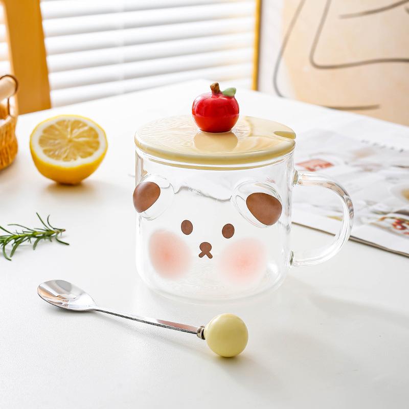 

Креативная милая мультяшная милая свинка милая собачка кружка из высокоборосиликатного стекла чашка для кофе чашка для воды парная чашка для завтрака 401-500ml