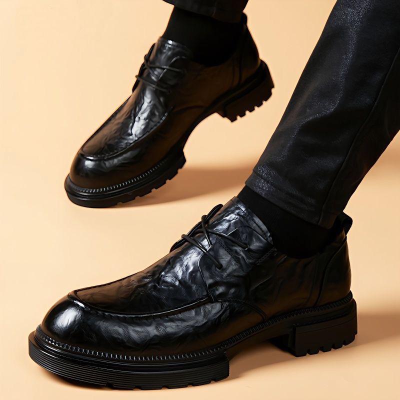 Men's Thick-Soled Leather Shoes: Korean Style, Height-Increasing, Casual & Business Dress Versatile Footwear