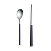 Korean Style Stainless Steel Long Handle Spoon And Chopsticks Set Solid Color Tableware Cutlery for Rice Food Soup Noodles