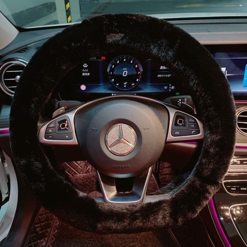 Winter Cute Pacha Dog Car Steering Wheel Cover Warm Plush Men and Women Cartoon Internet Celebrity Non-Slip Car Handle Cover Goddess