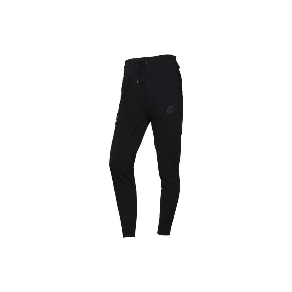 Nike Solid Color Logo Print Elastic Waist Drawstring Sports Pants Women Bottoms Black 931829-010
