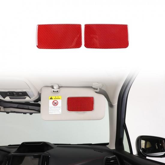 Red Soft Carbon Interior Vanity Mirror Trim Sticker For Subaru Forester SK 19-24