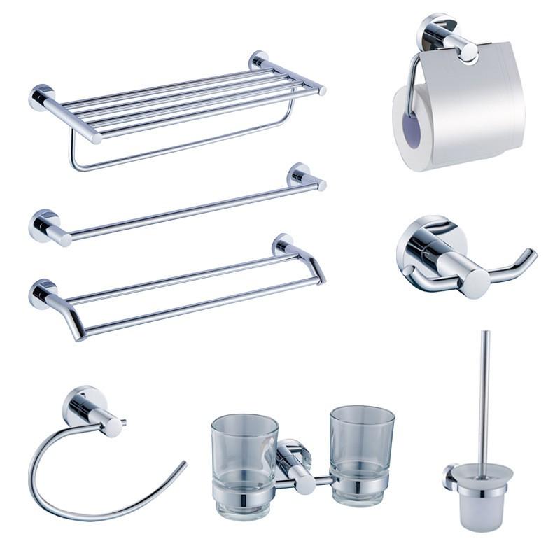 Modern Minimalist Chrome-Plated Zinc Alloy Double Towel Bar Set Bathroom Accessory Home Hotel