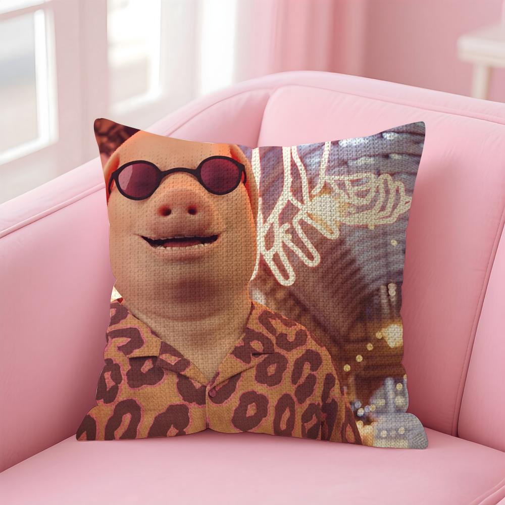 John Pork Dzwoni Poszewka na Poduszkę Naturalny Len Poszewka na Poduszkę Dwustronny Nadruk Dekoracyjna Poszewka na Poduszkę Sofa Wystrój Domu Prezent