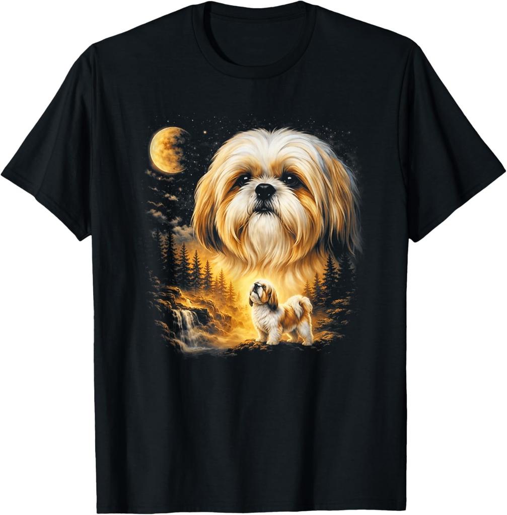 Shih Tzu Howling to The Moon Vintage 90s Funny Dog Graphic unisex T-Shirt