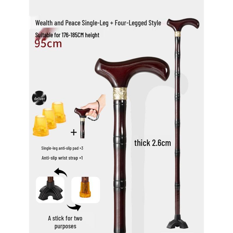 Älterer Drachenkopf Vierbeiniger Holzspazierstock, Rutschfeste & Leichte Krücke