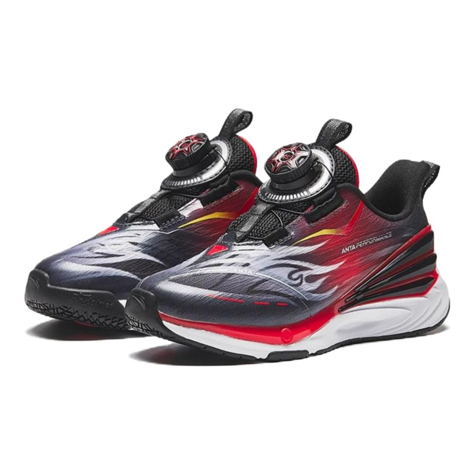 Anta Comfortable Breathable Shock Absorbing Durable Low Top Running Shoes Kids Sneakers Black Red 312439961-4