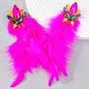 Orecchini Lunghi Boho Chic con Frange di Piume e Design Floreale in Lega con Strass per Donna