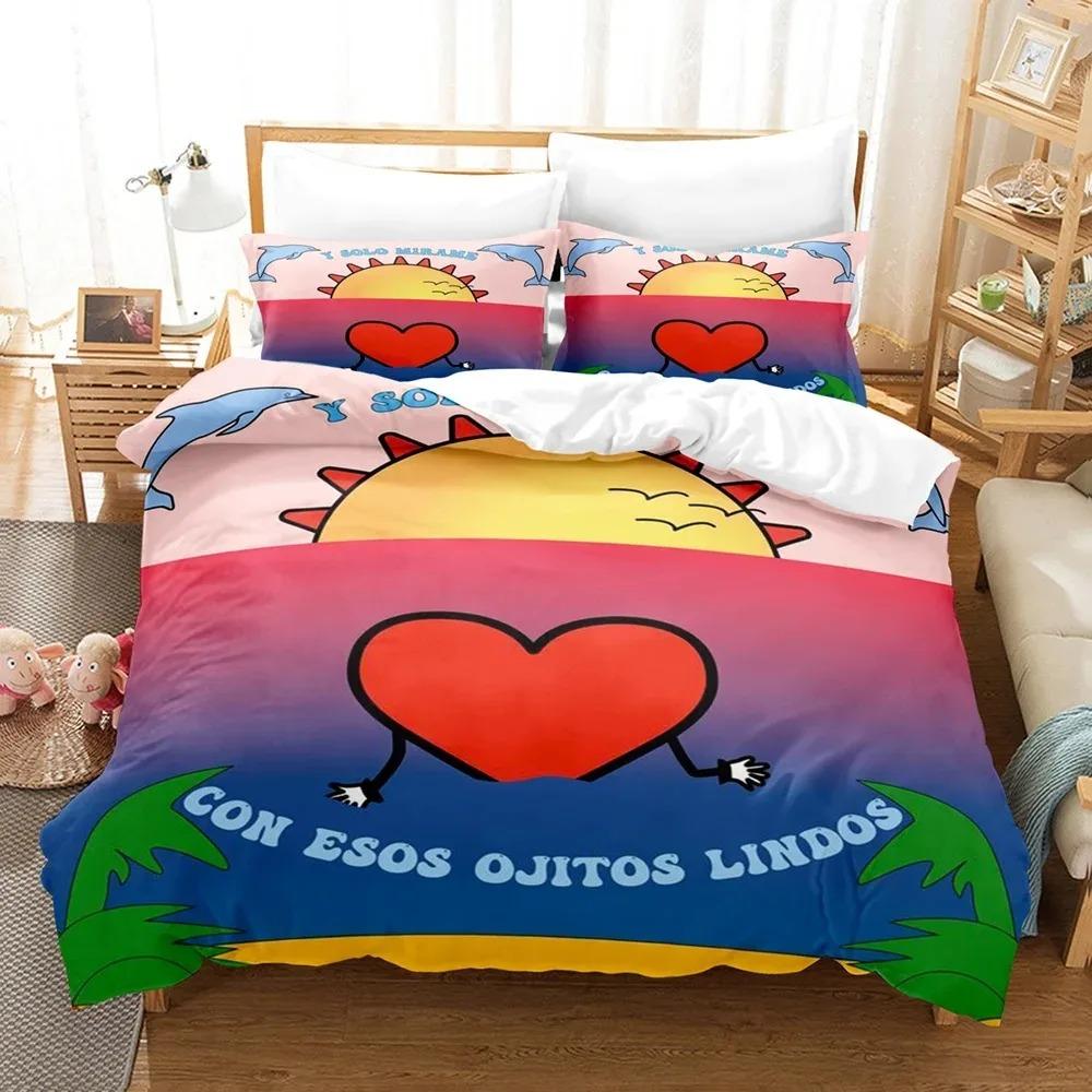 Bad Bunny Un Verano Sin Ti Bettbezug-Set Mode Leinwandbild Bettwäsche-Set, für Erwachsene Jugendliche Full Queen Size Bettdeckenbezug-Sets