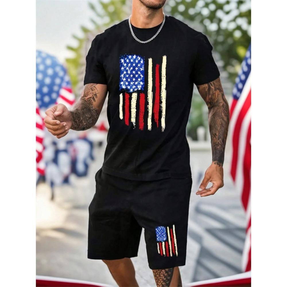 Men's King Printed Crewneck T-Shirt Fashion New 2024 Men's Short Sleeve Shorts 2-Piece Summer Outdoor Street Activity Suit