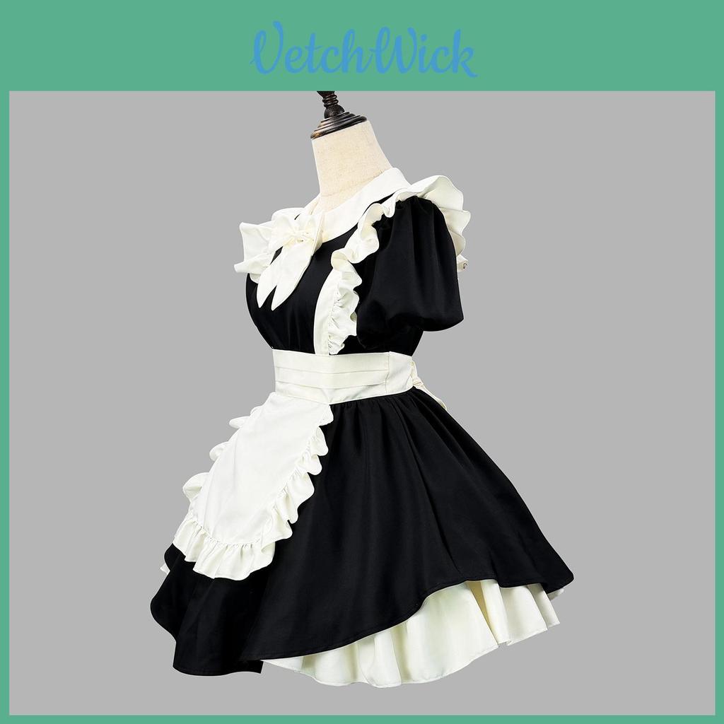Japanese Anime Cosplay Maid Costume With Ruffle Edge For Girls And Teens